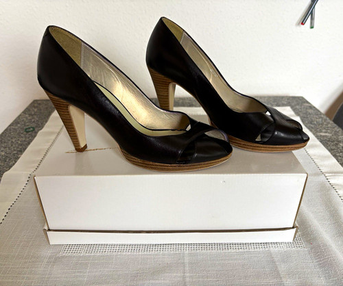 Zara damen pumps schwarz leder - schwarz,